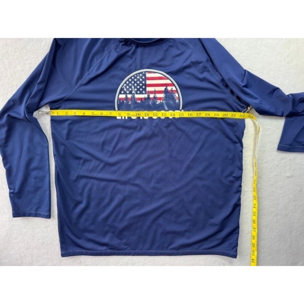 Life Is Good Blue USA Flag Trees Lightweight Long Sleeve Polyester Shirt MED - Picture 4 of 10